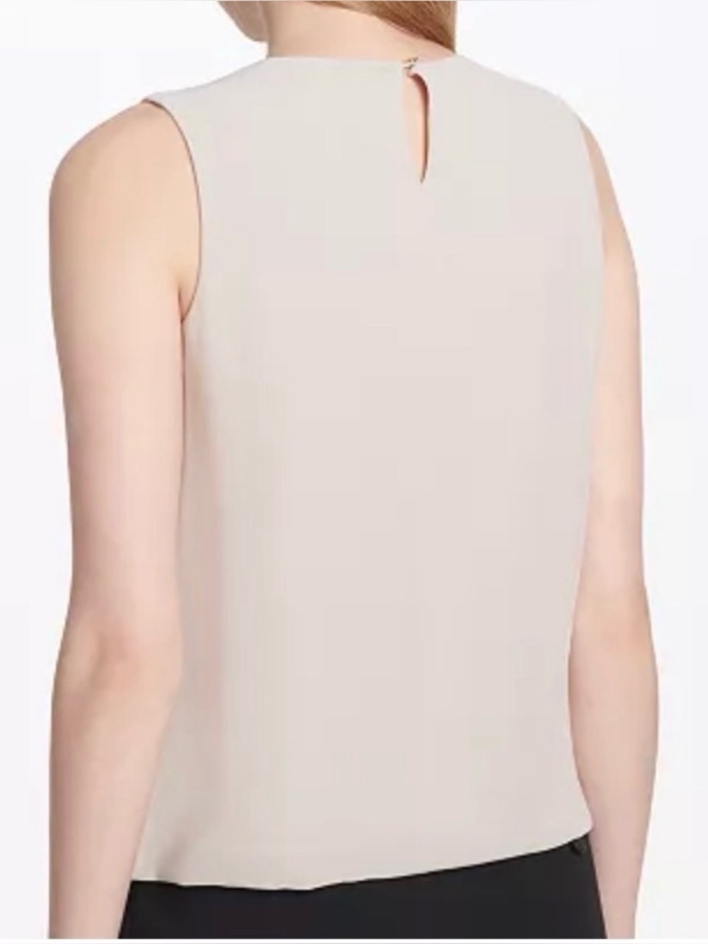 Calvin Klein Sleeveless Pleated Bubble-Hem Blouse in Tan Size Large - Picture 3 of 13